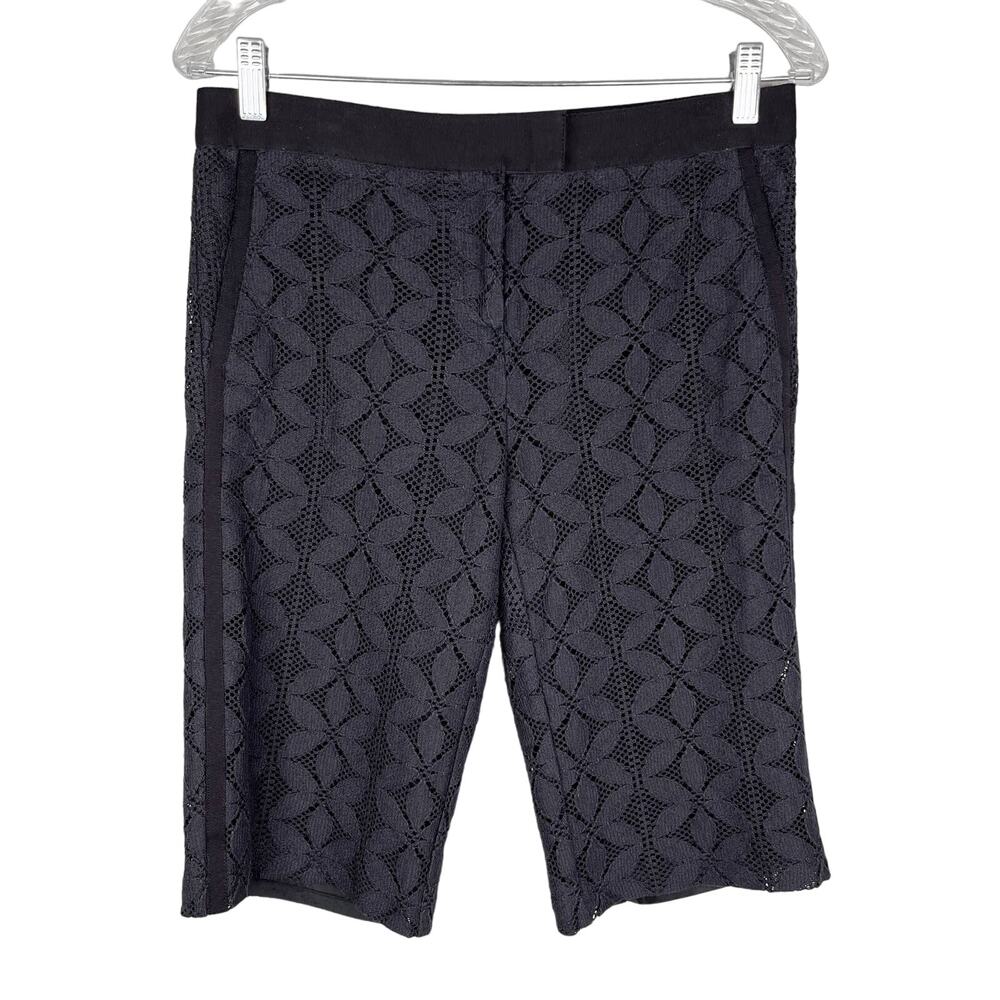 Magaschoni Shorts Bermuda Black Lace 2 Pockets Lined New